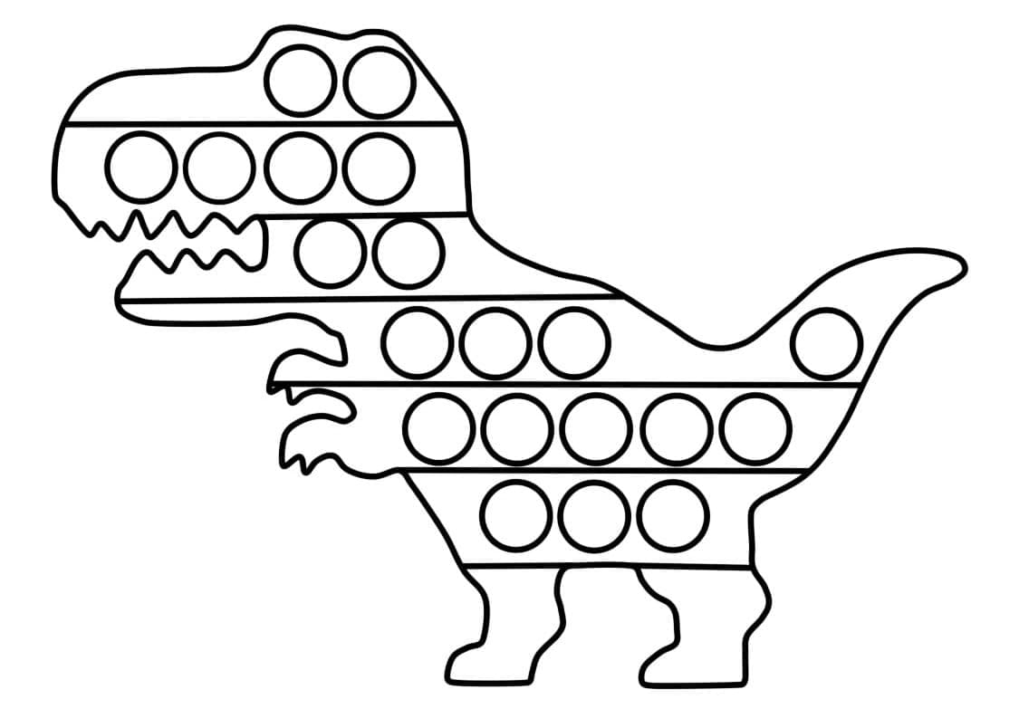 T-Rex Dinosaur Pop It coloring page