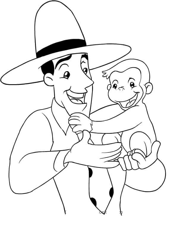 Ted Miller With Curious George coloring page