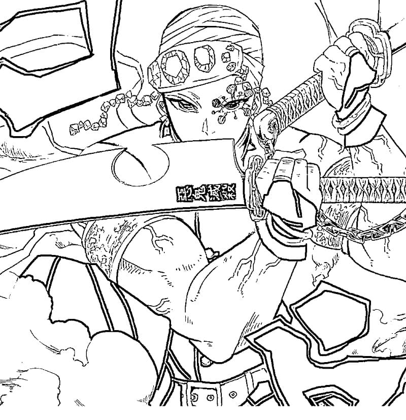 Tengen Uzui is Fighting coloring page