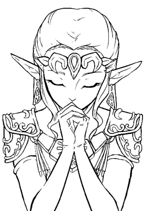 The Elven Princess Prays For Her Beloved coloring page