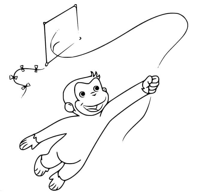 The Kite Carries George To The Clouds coloring page