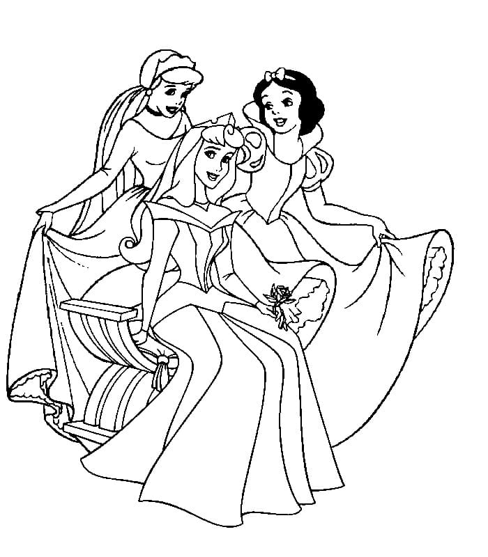 Three Disney Princesses coloring page