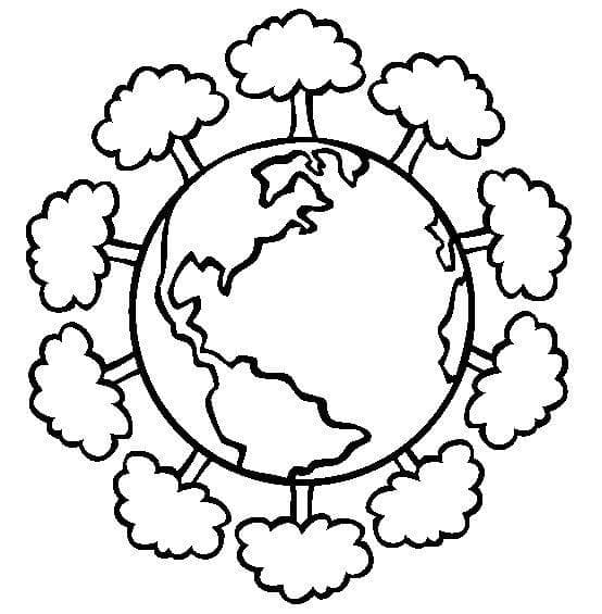 Trees on Earth coloring page