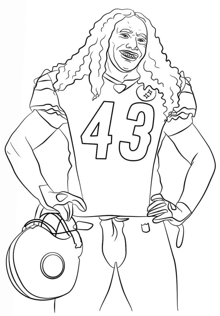 Troy Polamalu American Football Player coloring page