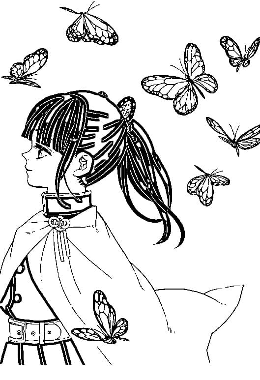 Tsuyuri Kanao and Butterflies coloring page - Download, Print or Color ...