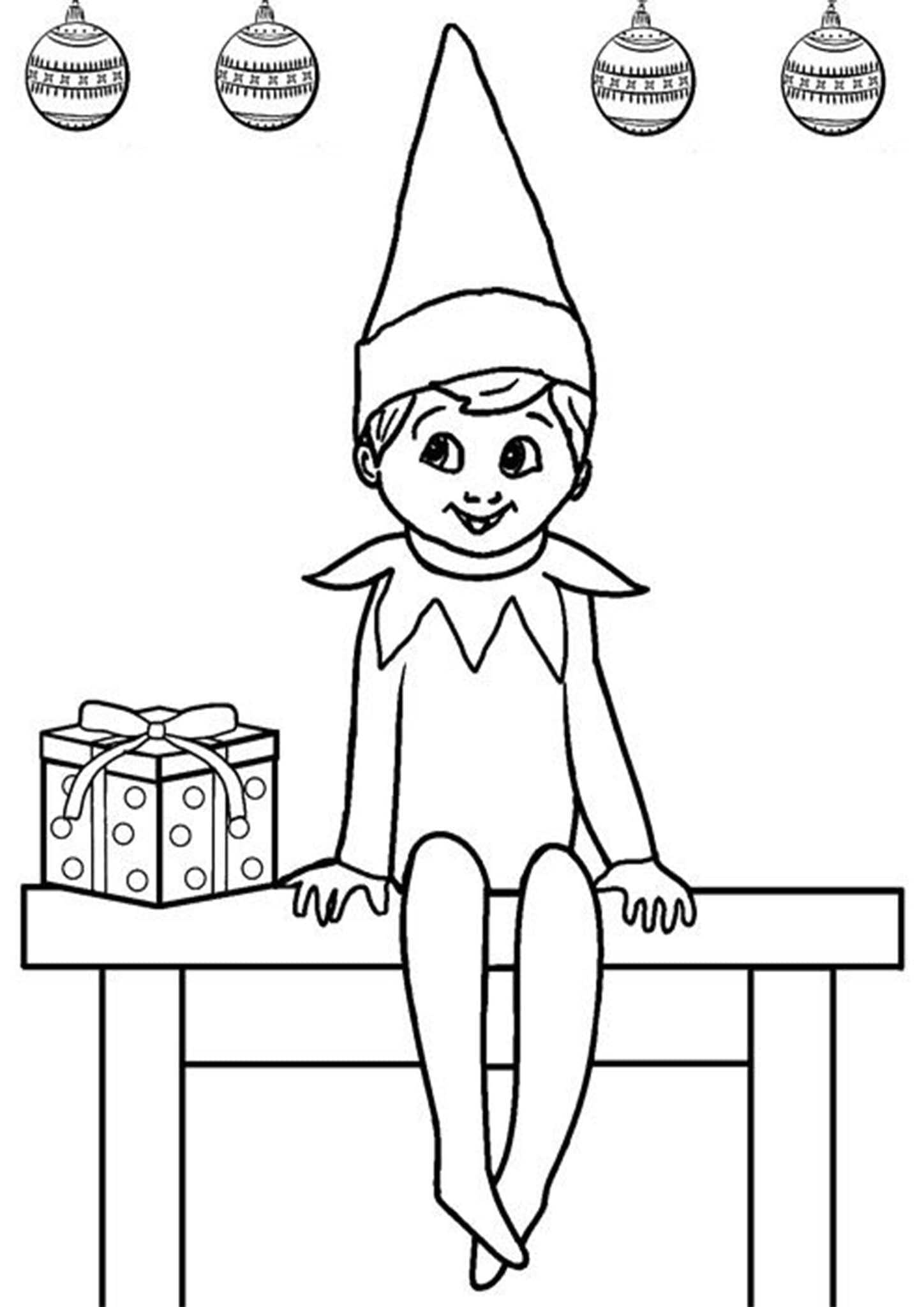 Very Cute Elf On The Shelf Coloring Page - Download, Print Or Color 