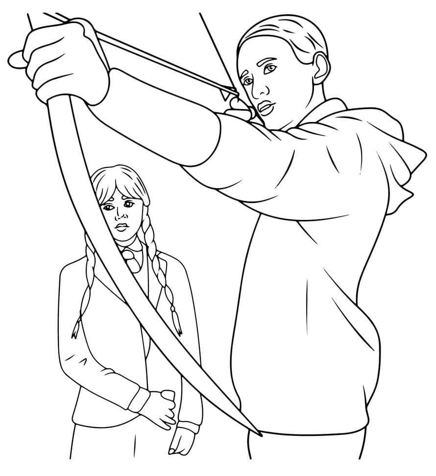 Wednesday Addams and Xavier Thorpe coloring page