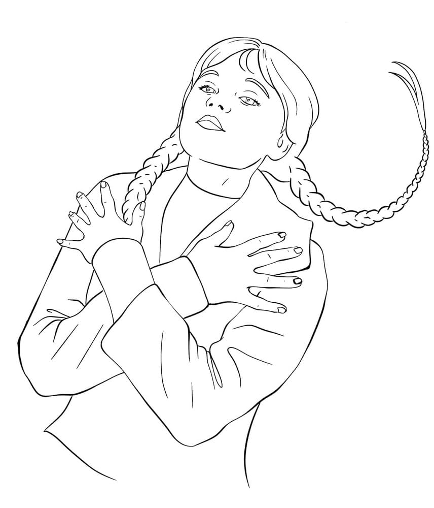 Wednesday Addams is Falling coloring page