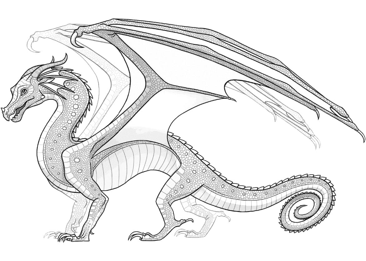 Wings of Fire RainWings Dragon coloring page