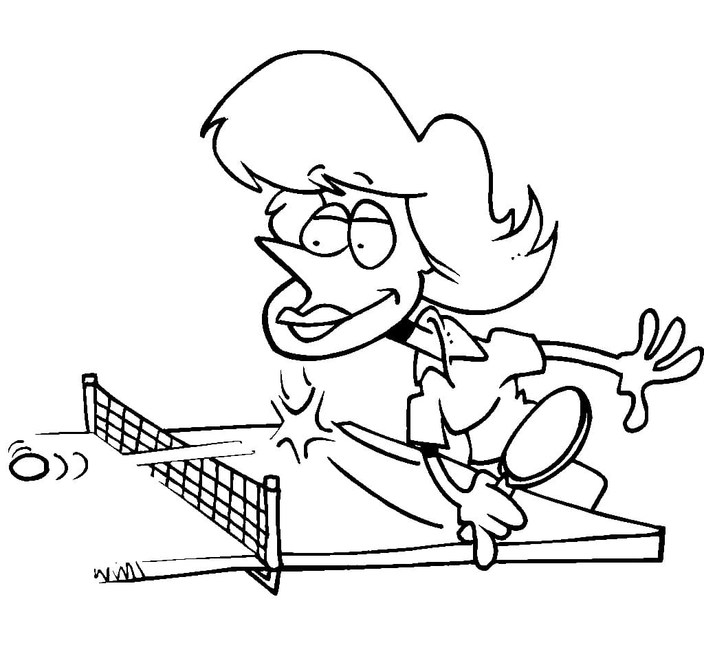 Woman is Playing Table Tennis coloring page