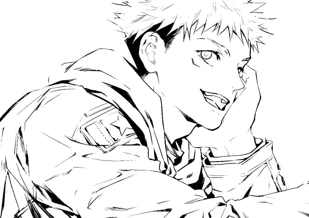 Yuji Itadori in Anime Jujutsu Kaisen coloring page