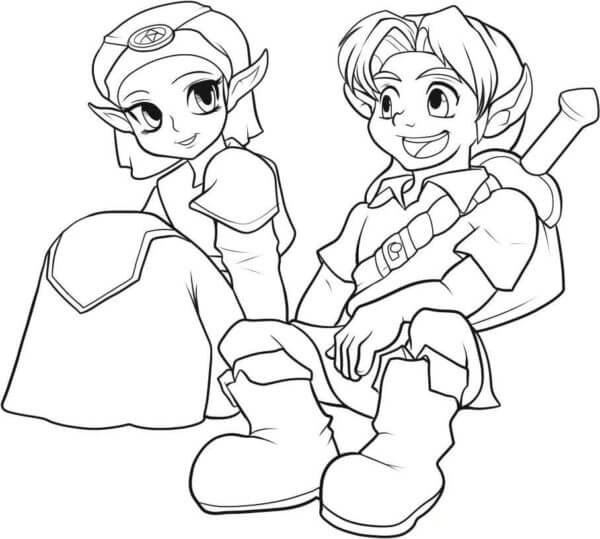 Zelda Always Listens With Interest To Link’s Heroic Stories coloring page