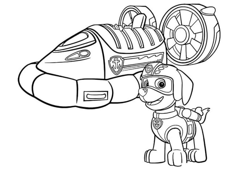 Zuma And The Troops Boat coloring page