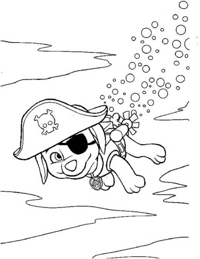 Zuma Swimming coloring page