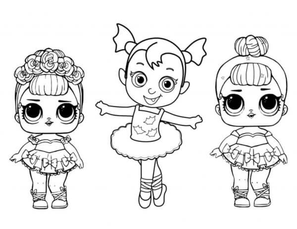 A Beautiful Vampire Among The Dolls coloring page