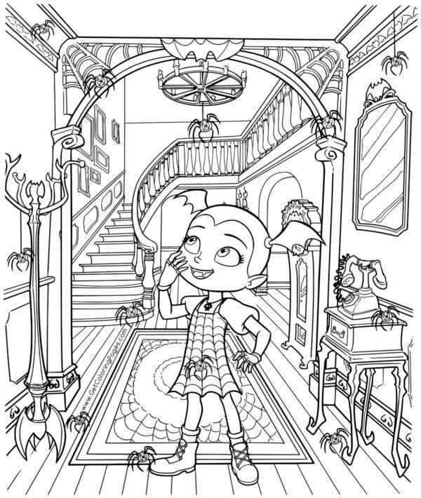 A Vampire Paradise With Spiders coloring page