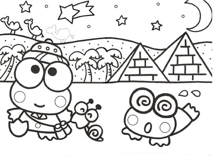 Adventures Of Keroppi In Egypt coloring page