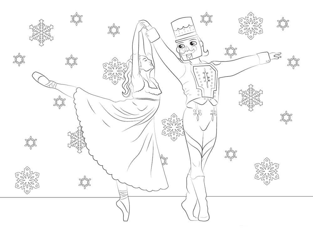 Ballet Nutcracker With Snows coloring page