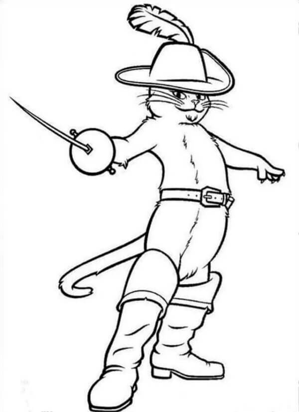 Cat in a Black Hat With a Feather And a Saber