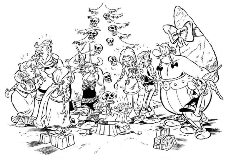 Christmas Gifts Delight Even Gallic Warriors coloring page