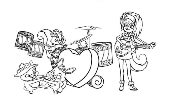 Concert In A Fairy Forest coloring page