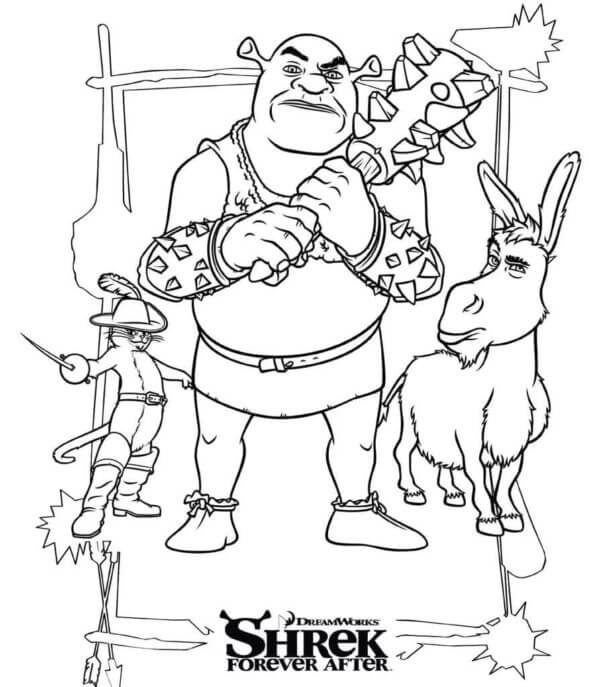 Cool Shrek And Friends coloring page