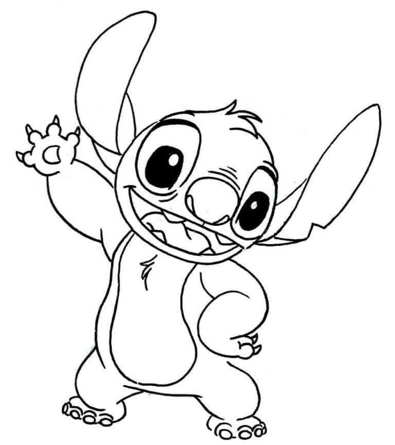 Cute Stitch Waves His Paw coloring page - Download, Print or Color ...
