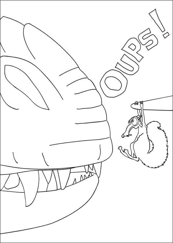 Dinosaur And Cartoon Squirrel coloring page