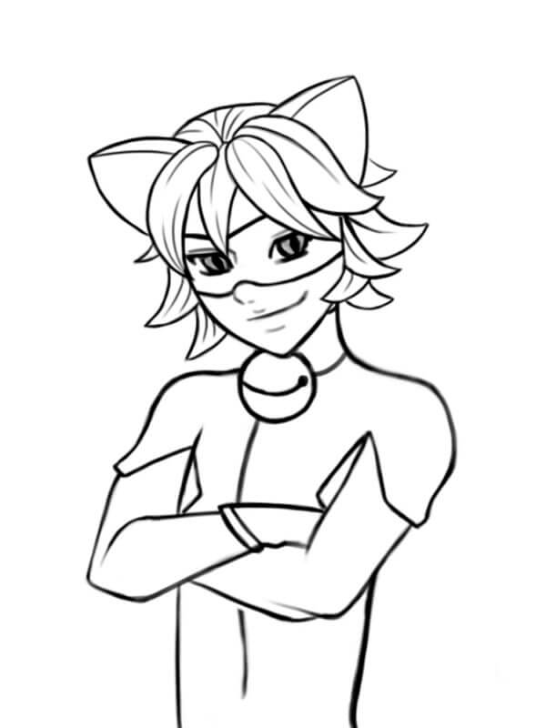 Drawing Portrait of Cat Noir coloring page