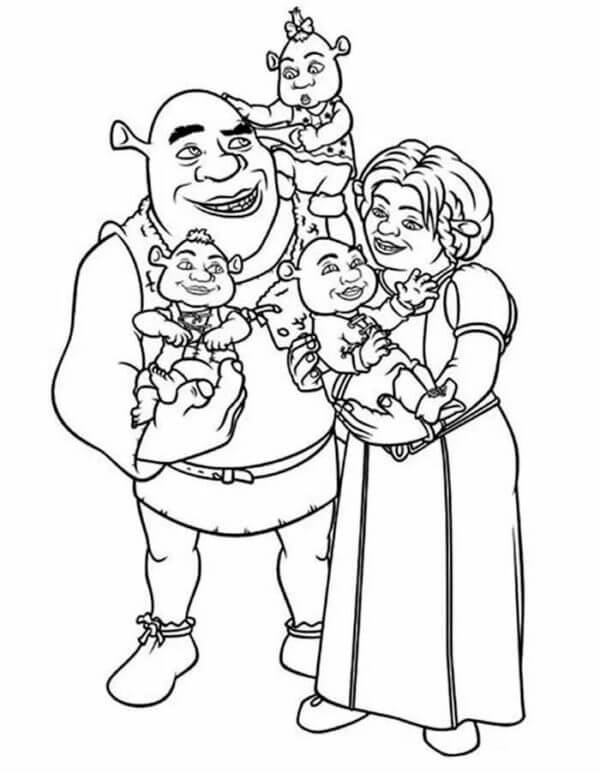 Family Of Shrek coloring page