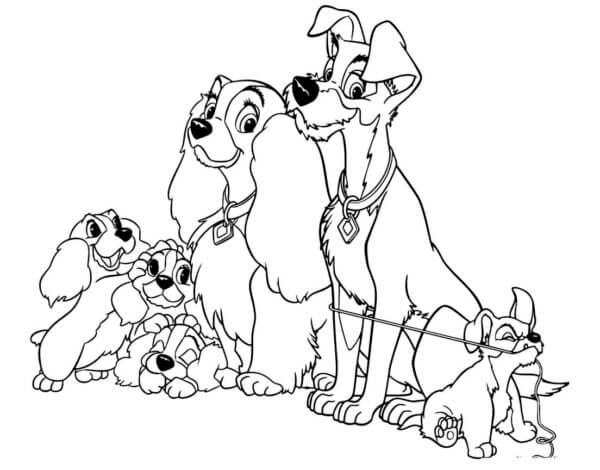 Family of Lady And The Tramp coloring page - Download, Print or Color ...