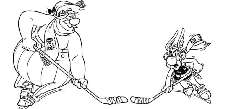 Friends Playing Hockey coloring page