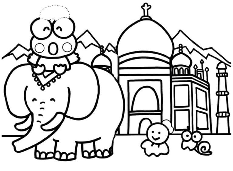 Frog With Friends In India coloring page