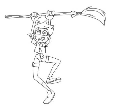 Funny Luz Noceda With Broom coloring page