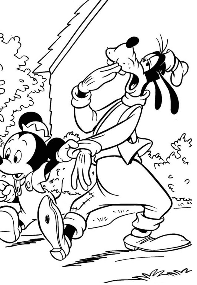 Good Goofy With Mickey coloring page