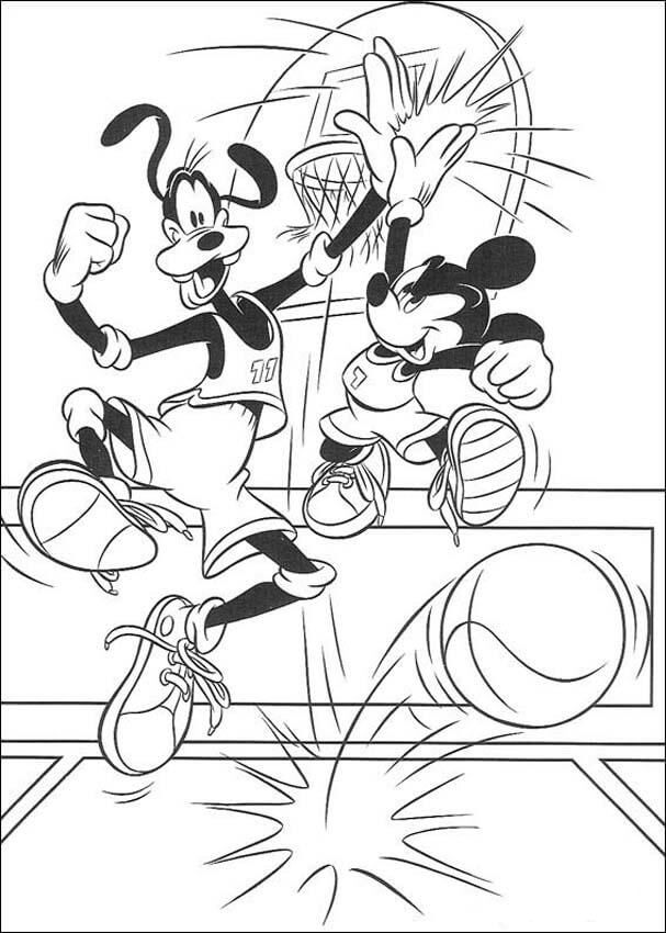 Goofy And Mickey Mouse Playing Basketball coloring page - Download ...