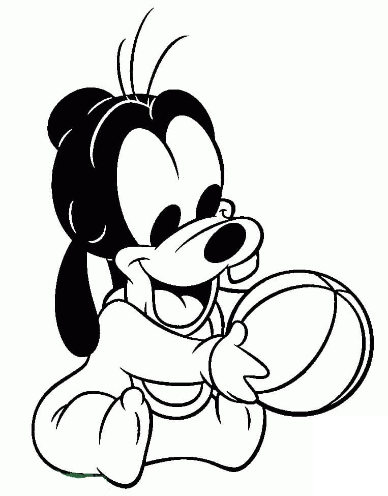 Goofy Holding Ball coloring page