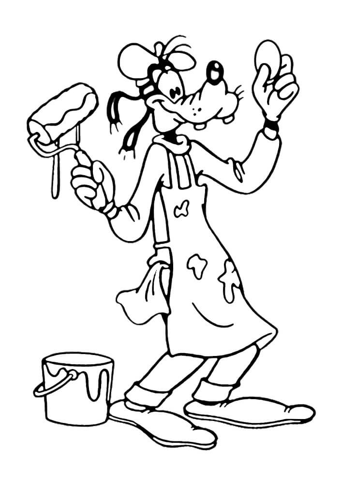 Goofy Paints coloring page - Download, Print or Color Online for Free