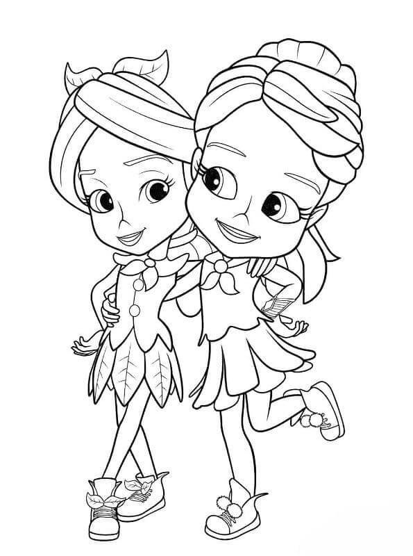 Joyful girls coloring page