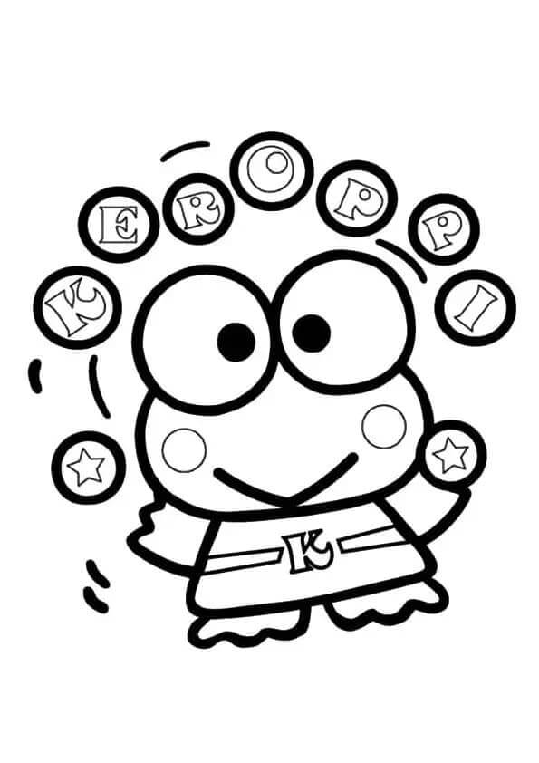 Keroppi Hasunoue Juggling Letters coloring page