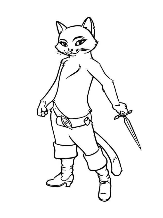 Kitty Soft-Paw With a Dagger in His Hands coloring page