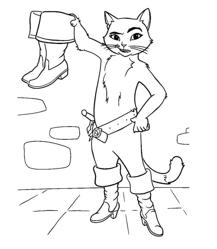 Kitty Stole Boots From a Cat coloring page