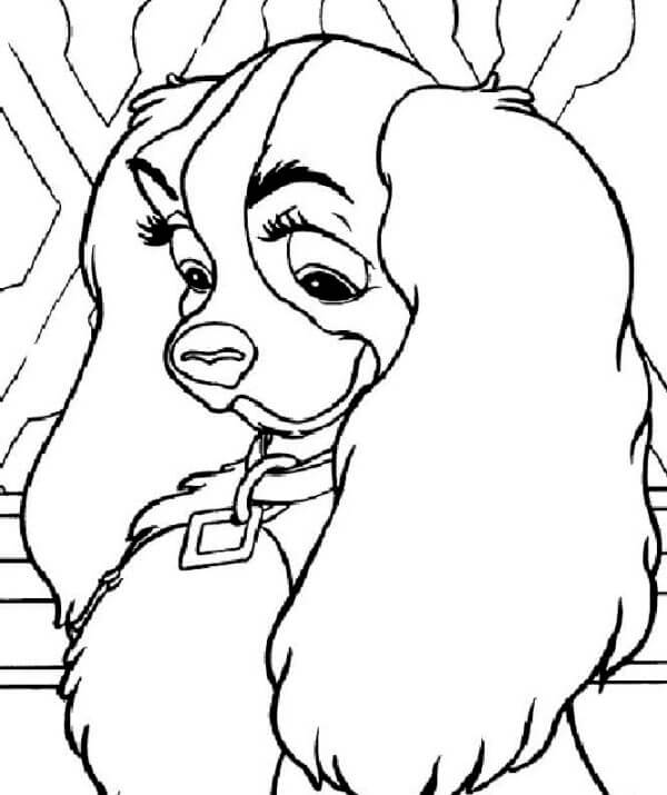 Lucky Puppy Lady coloring page