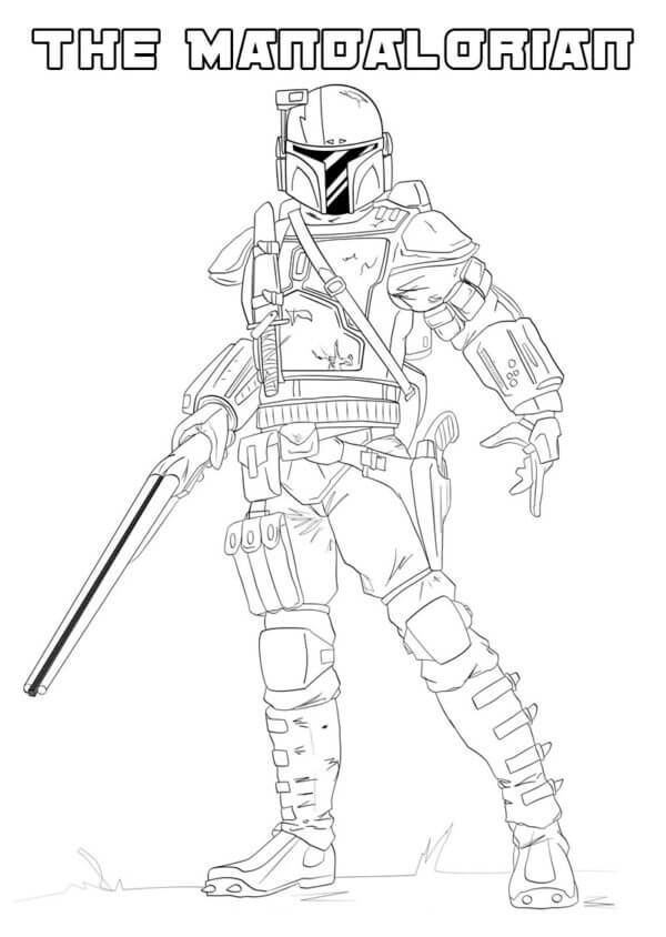 Mandalorian Standing coloring page