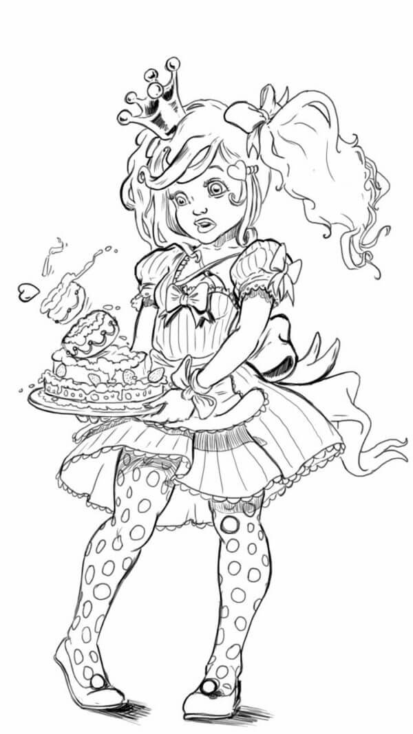 Nancy Clancy WIth Birthday Cake coloring page