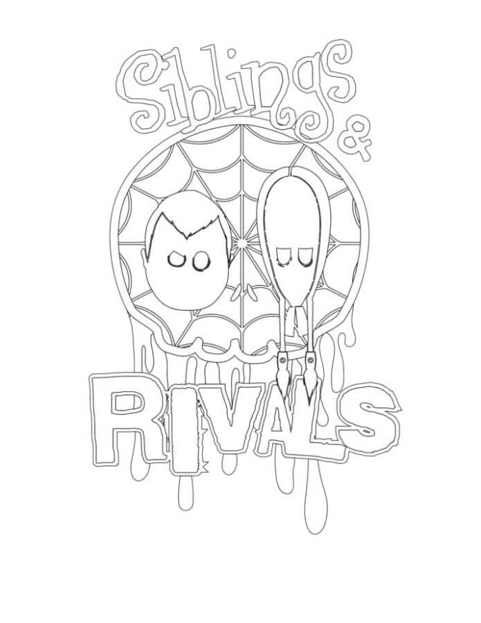 Pugsley And Wednesday Faces coloring page - Download, Print or Color ...