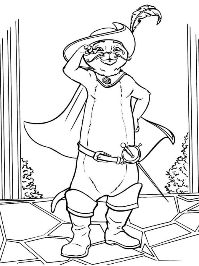 Puss in Boots Wipes Away a Tear coloring page