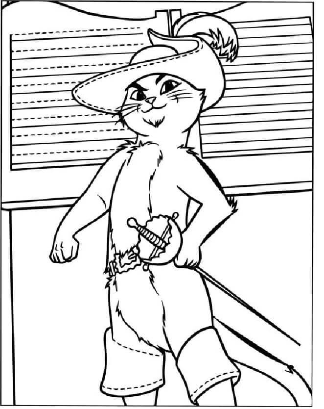 Puss in Boots is Up To Something coloring page