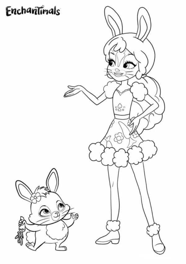 Rabbit With a Carrot in Enchantimals coloring page