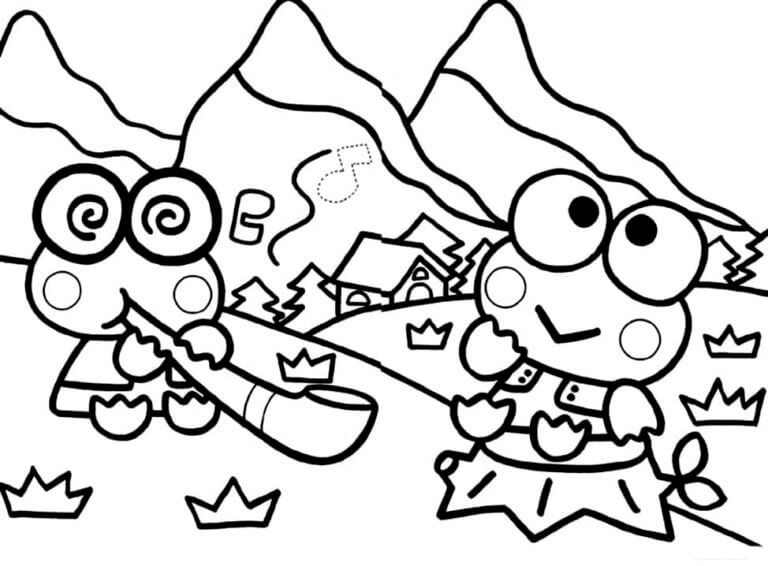 Keroppi Playing Baseball coloring page - Download, Print or Color Online  for Free